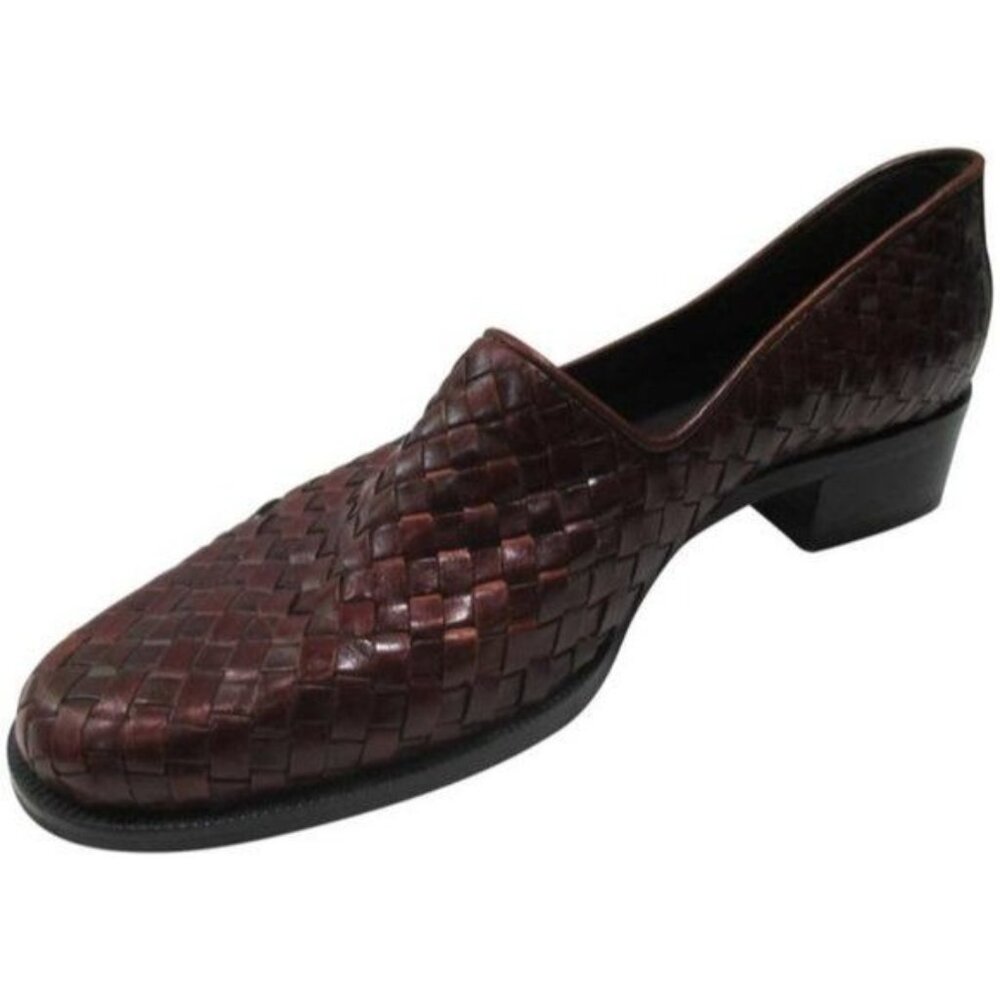 *Nine West Rich Burgundy Brown Woven Surface Flats